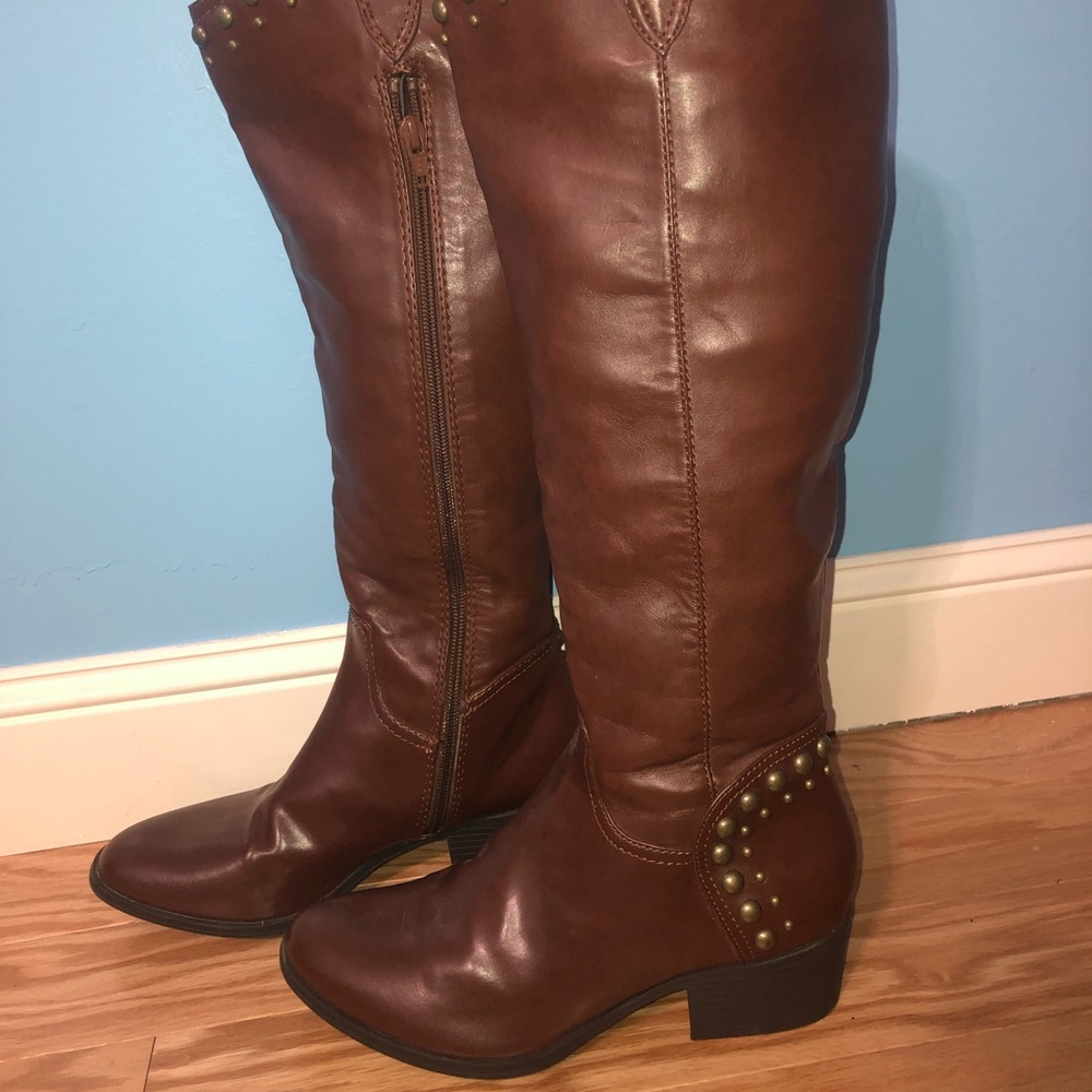 Leather riding boots (tan) - Picture 1 of 4